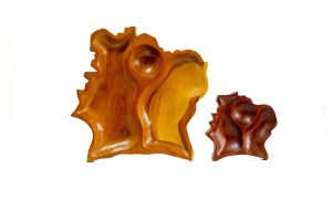 Duo de Sculptures en Bois - Carte de la Côte d'Ivoire