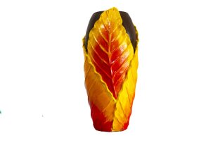 Vase Sculpté en Forme de Feuille