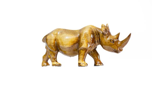 Statuette Rhinocéros en Bois Sculpté