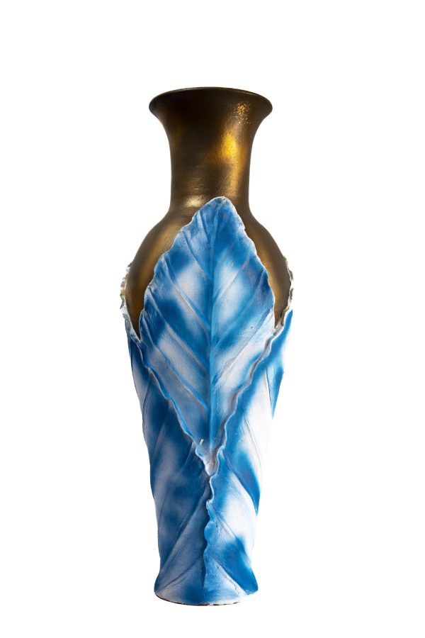 Vase artisanal en céramique, Feuille d'Azur