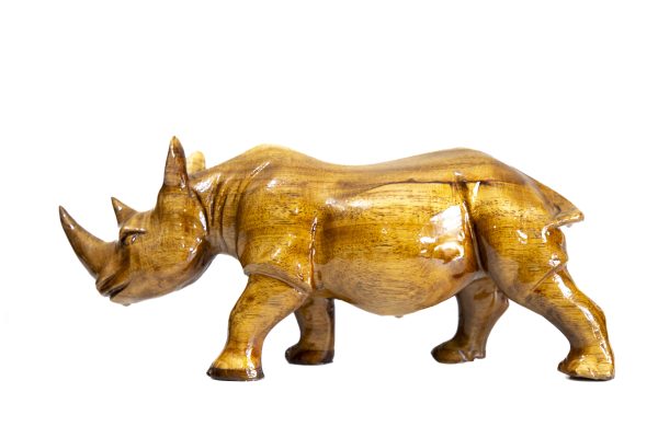 Statuette Rhinocéros en Bois Sculpté