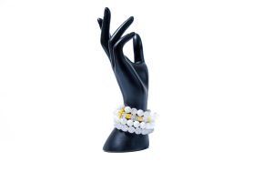 Bracelets perles blanches et cristal