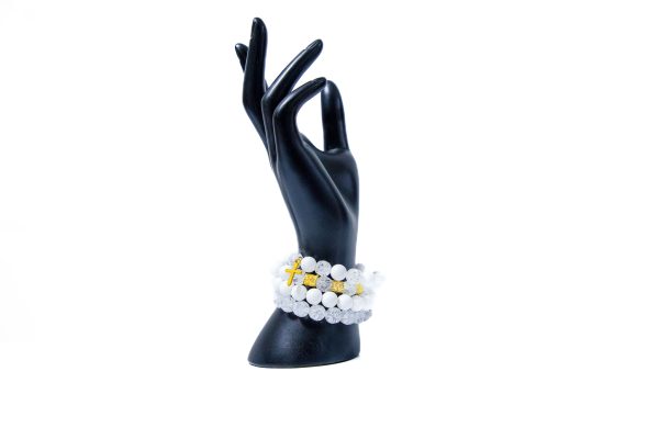 Bracelets perles blanches et cristal